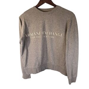 Armani Exchange Mens Gray Crewneck Sweatshirt Milano New York Logo Size S